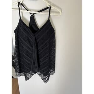 Beach House Womens M Tankini Crochet Cami Swim Top Asymmetrical Beach Y2K Beach